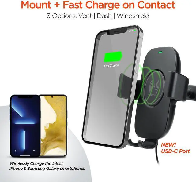 Alt view image 2 of 7 - HyperGear Gravity 15W Wireless Fast Charge Mount - Hands-Free