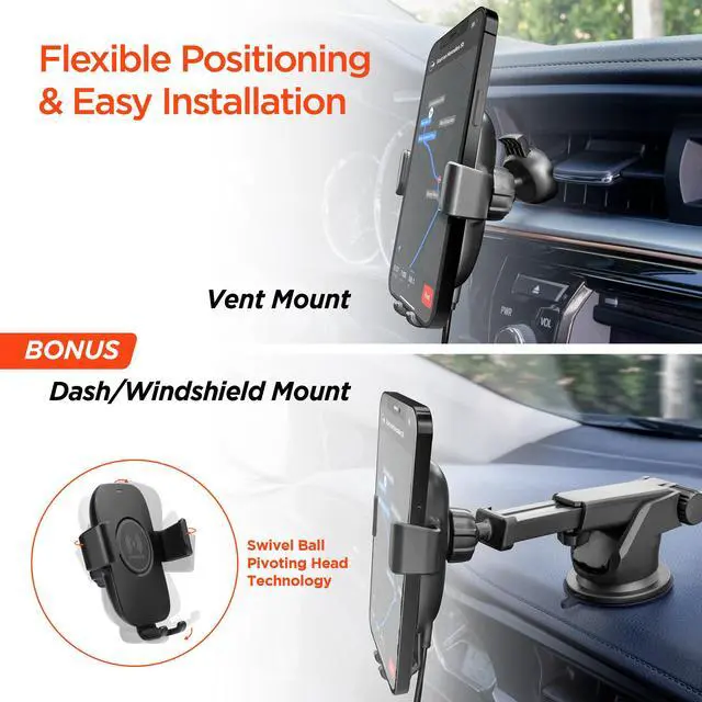 Alt view image 5 of 7 - HyperGear Gravity 15W Wireless Fast Charge Mount - Hands-Free