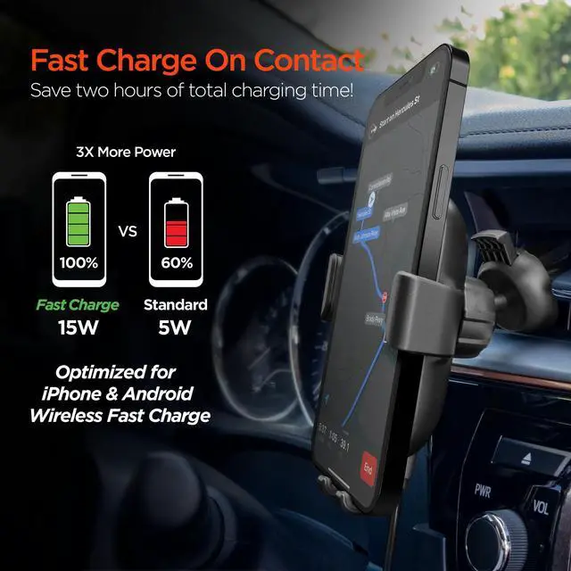 Alt view image 4 of 7 - HyperGear Gravity 15W Wireless Fast Charge Mount - Hands-Free