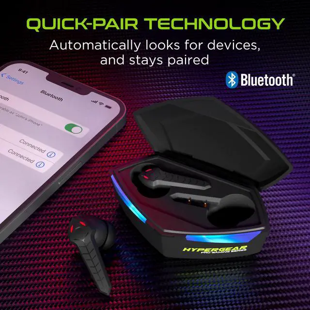 Alt view image 9 of 9 - true wireless gaming earbuds with mic, hypergear cobrastrike gaming earbuds with 3d positional audio & 60ms ultra-low latency and quick bluetooth pairing, secure in-ear fit for noise isolation [15524]