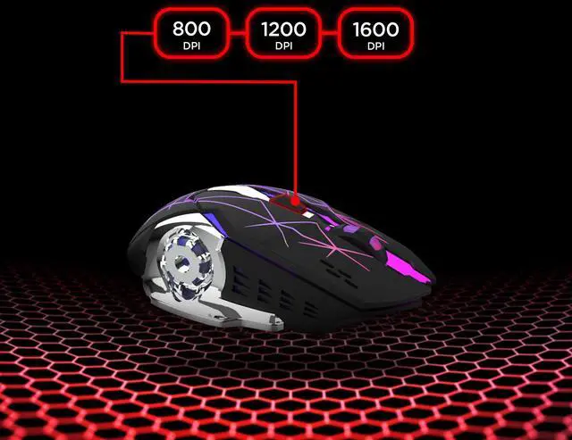 Alt view image 7 of 9 - hypergear chromium wireless gaming mouse [3-level dpi switch, 7 color led, 6 button scroll wheel, optical sensor] for pc gamer, laptop, desktop & more - 15571