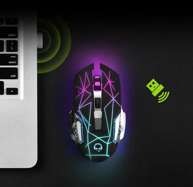 Alt view image 6 of 9 - hypergear chromium wireless gaming mouse [3-level dpi switch, 7 color led, 6 button scroll wheel, optical sensor] for pc gamer, laptop, desktop & more - 15571