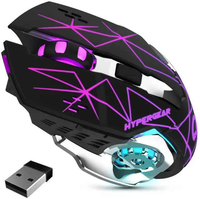 Alt view image 3 of 9 - hypergear chromium wireless gaming mouse [3-level dpi switch, 7 color led, 6 button scroll wheel, optical sensor] for pc gamer, laptop, desktop & more - 15571