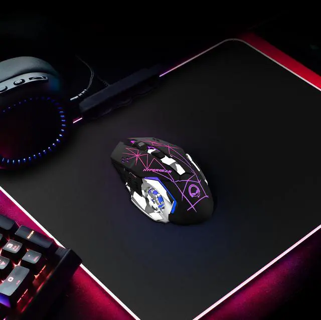 Alt view image 4 of 9 - hypergear chromium wireless gaming mouse [3-level dpi switch, 7 color led, 6 button scroll wheel, optical sensor] for pc gamer, laptop, desktop & more - 15571