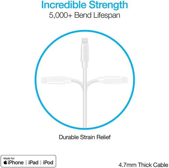 Alt view image 4 of 7 - Naztech USB to MFi Lightning Cable 12ft