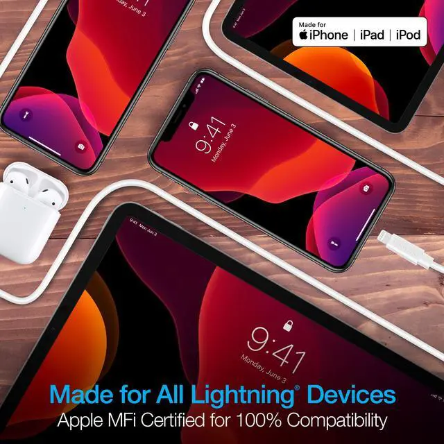 Alt view image 6 of 7 - Naztech USB to MFi Lightning Cable 12ft