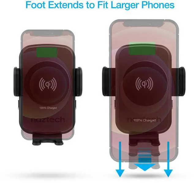Alt view image 5 of 7 - Naztech Smart Grip Wireless Charging Car Mount