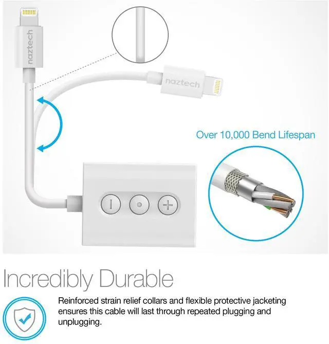 Alt view image 5 of 7 - Naztech MFI Lightning to 3.5mm Audio + Charging Adapter