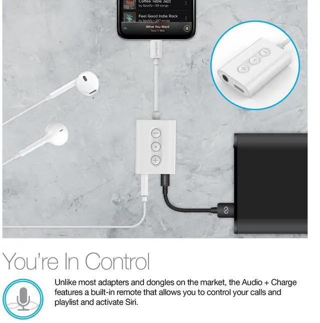 Alt view image 7 of 7 - Naztech MFI Lightning to 3.5mm Audio + Charging Adapter