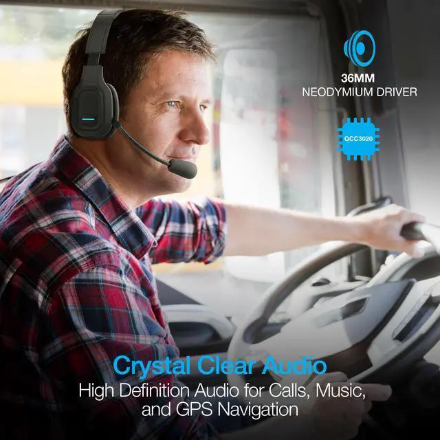 Alt view image 8 of 8 - trucker wireless bluetooth headset with microphone, naztech nxt-700 xtreme noise cancelling truck driver headset, adjustable headband, memory foam ear cups for all-day comfort, 32hr talk [black] 15443