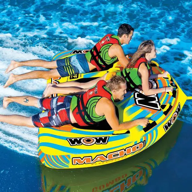 Alt view image 7 of 7 - WOW Watersports Macho 1-3 Person Towable Water Tube For Pool and Lake