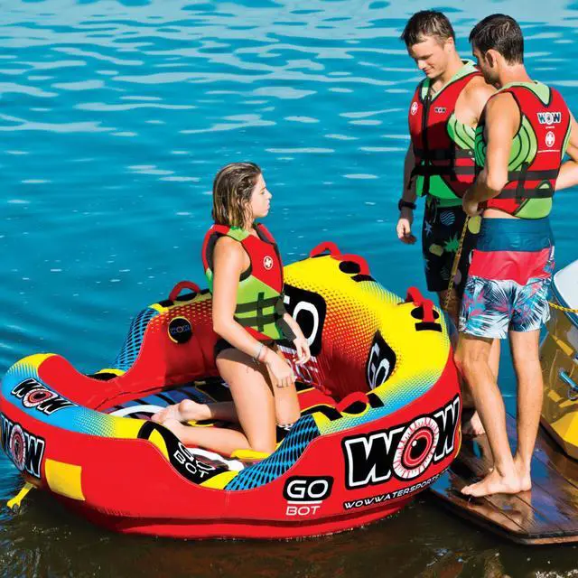 Alt view image 5 of 5 - WOW Watersports Go Bot 3 Person Towable Water Tube For Pool and Lake