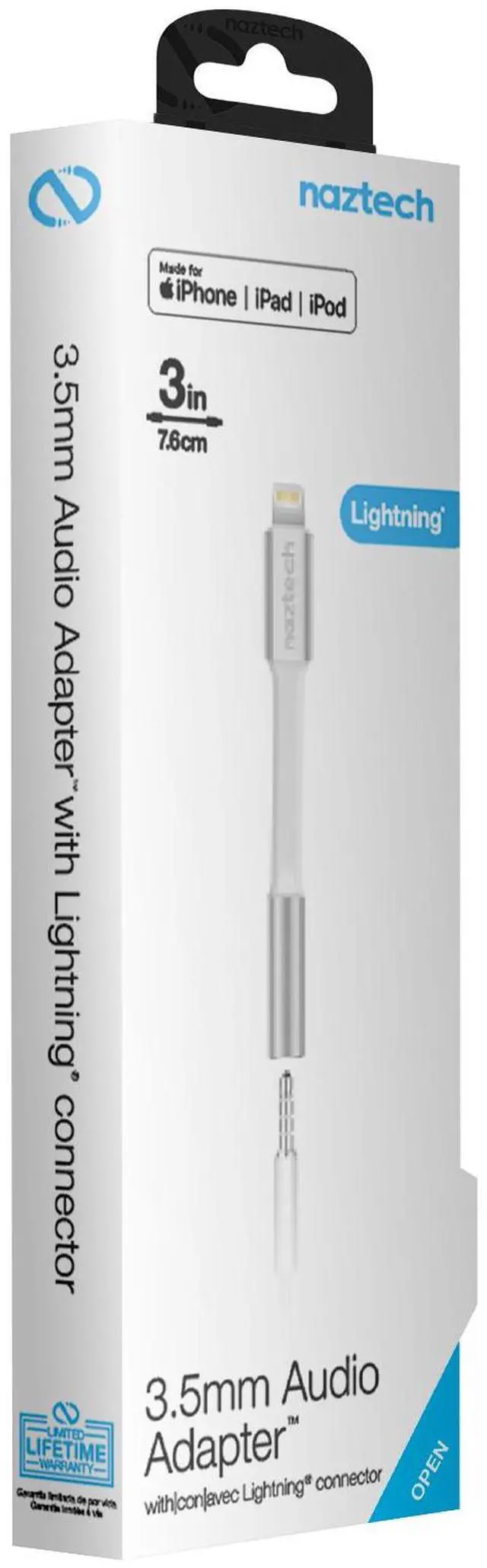 Alt view image 7 of 7 - Naztech MFi Lightning to 3.5mm Adapter