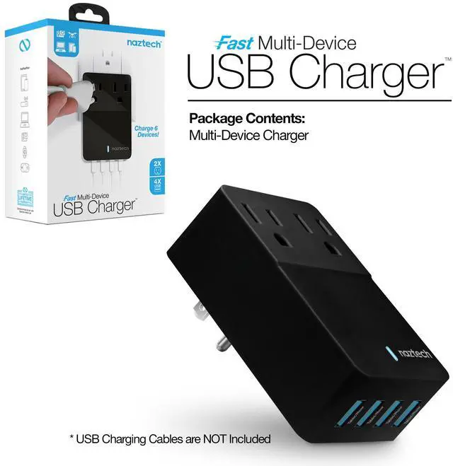 Alt view image 7 of 7 - Naztech Fast Multi-Device Charger- 2 Outlets + 4 USB Port
