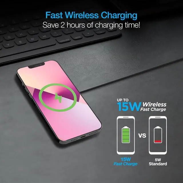 Alt view image 3 of 7 - Naztech Alloy Magnetic 15W Wireless Fast Charger