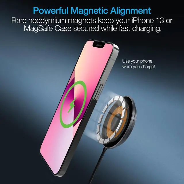 Alt view image 4 of 7 - Naztech Alloy Magnetic 15W Wireless Fast Charger