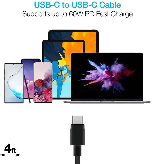 Alt view image 6 of 7 - Naztech 20W PD Wall Charger + USB-C to USB-C 4ft Cable