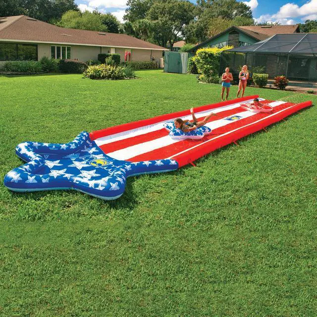 Alt view image 7 of 7 - WOW Watersports Americana Stars & Stripes Giant 40ft Backyard Super Slide