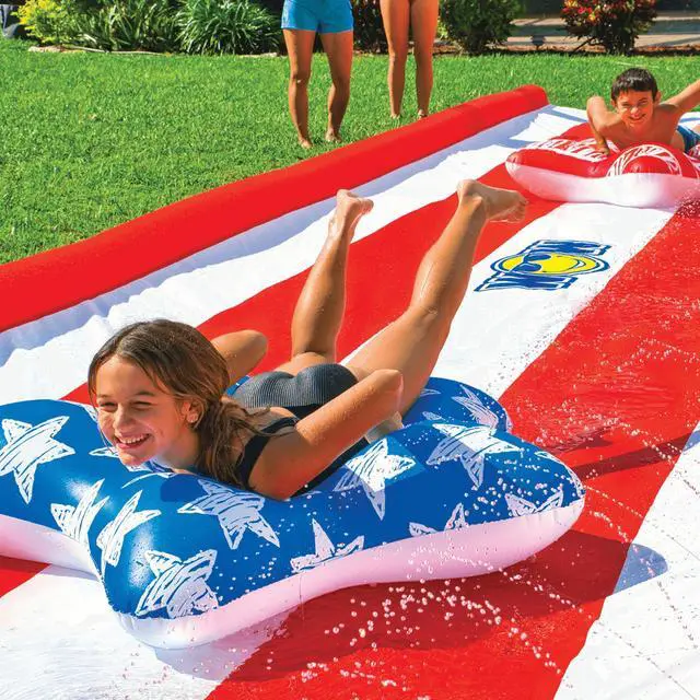 Alt view image 5 of 7 - WOW Watersports Americana Stars & Stripes Giant 40ft Backyard Super Slide