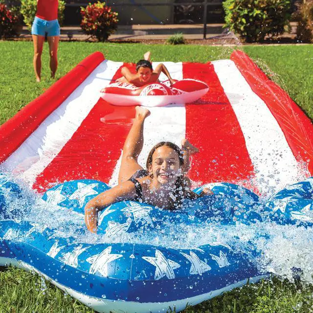 Alt view image 4 of 7 - WOW Watersports Americana Stars & Stripes Giant 40ft Backyard Super Slide