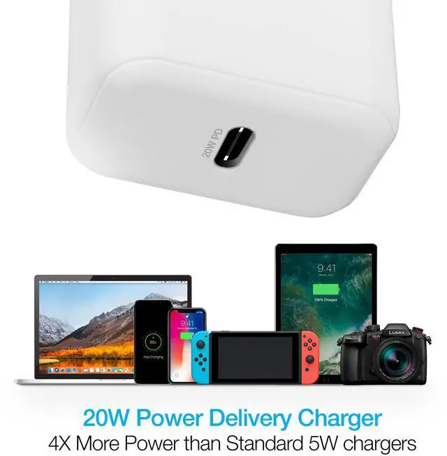 Alt view image 4 of 7 - Naztech 20W PD Wall Charger + USB-C to Lightning 4ft Cable