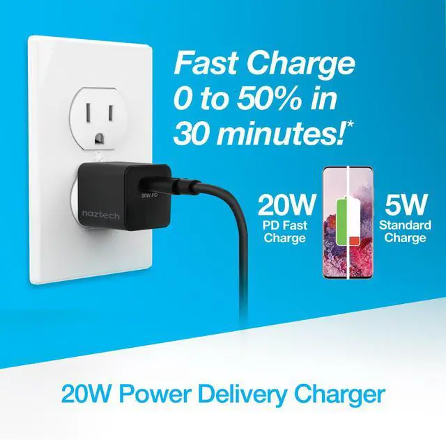 Alt view image 4 of 7 - Naztech 20W PD Mini Fast Wall Charger