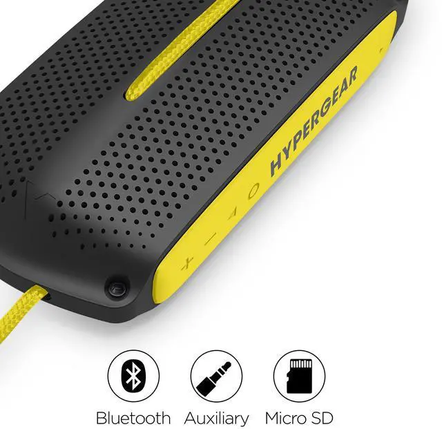 Alt view image 6 of 8 - hypergear wave wireless hd stereo sound speaker [ipx4 waterproof] streams music & calls from any bluetooth device at home, outdoors, beach, park, pool, boat, backyard, or campground (grey/yellow)
