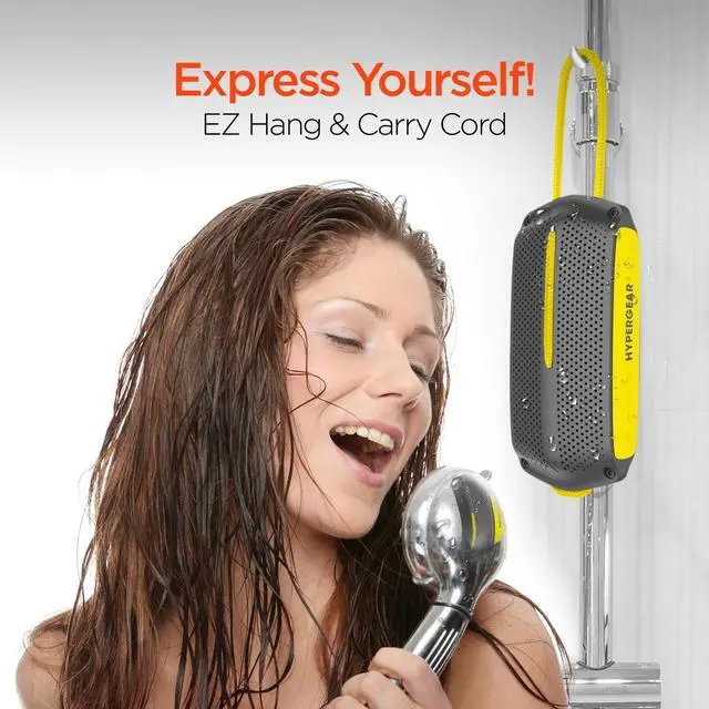 Alt view image 8 of 8 - hypergear wave wireless hd stereo sound speaker [ipx4 waterproof] streams music & calls from any bluetooth device at home, outdoors, beach, park, pool, boat, backyard, or campground (grey/yellow)