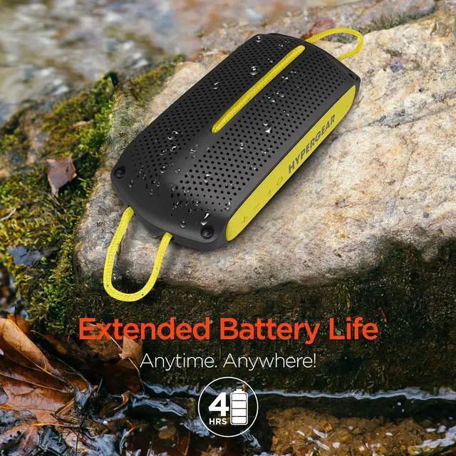Alt view image 5 of 8 - hypergear wave wireless hd stereo sound speaker [ipx4 waterproof] streams music & calls from any bluetooth device at home, outdoors, beach, park, pool, boat, backyard, or campground (grey/yellow)