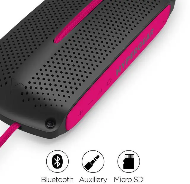 Alt view image 5 of 8 - hypergear wave wireless hd stereo sound speaker [ipx4 waterproof] streams music & calls from any bluetooth device at home, outdoors, beach, park, pool, boat, backyard, or campground (black/pink)