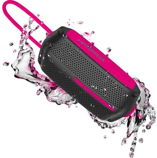 Alt view image 2 of 8 - hypergear wave wireless hd stereo sound speaker [ipx4 waterproof] streams music & calls from any bluetooth device at home, outdoors, beach, park, pool, boat, backyard, or campground (black/pink)