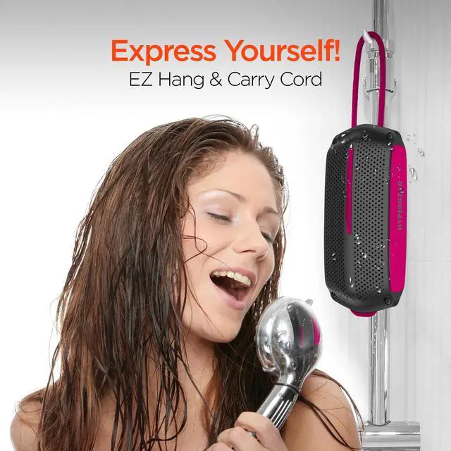 Alt view image 7 of 8 - hypergear wave wireless hd stereo sound speaker [ipx4 waterproof] streams music & calls from any bluetooth device at home, outdoors, beach, park, pool, boat, backyard, or campground (black/pink)