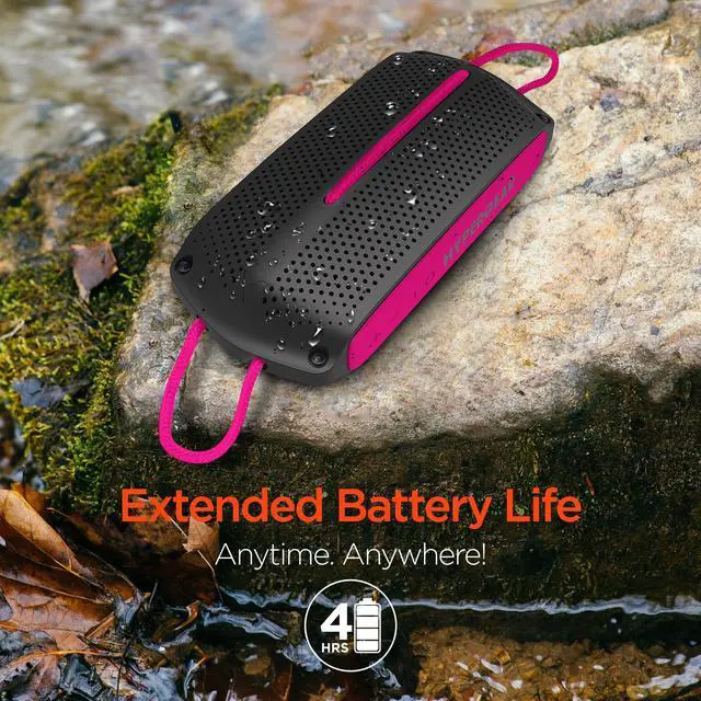 Alt view image 4 of 8 - hypergear wave wireless hd stereo sound speaker [ipx4 waterproof] streams music & calls from any bluetooth device at home, outdoors, beach, park, pool, boat, backyard, or campground (black/pink)