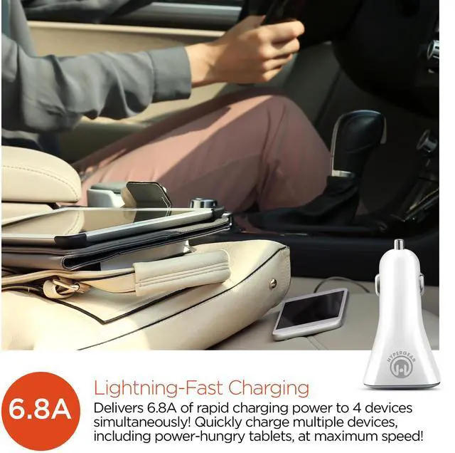 Alt view image 3 of 7 - HyperGear Quad USB 6.8A Car Charger
