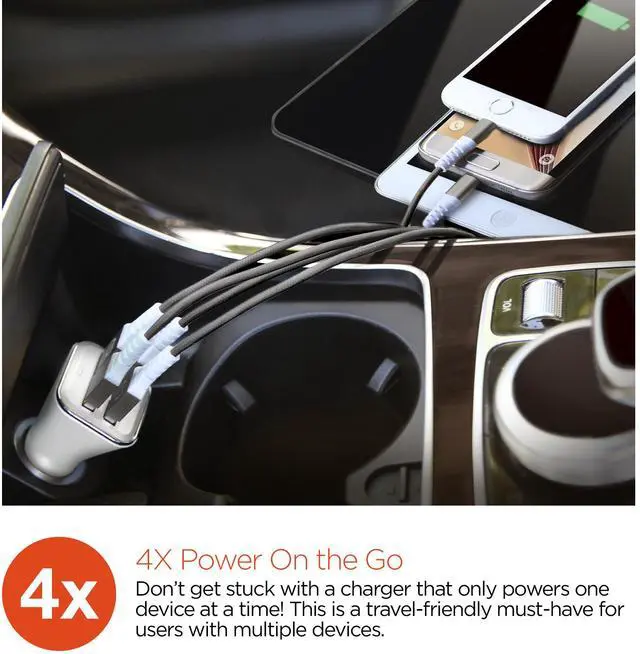 Alt view image 2 of 7 - HyperGear Quad USB 6.8A Car Charger