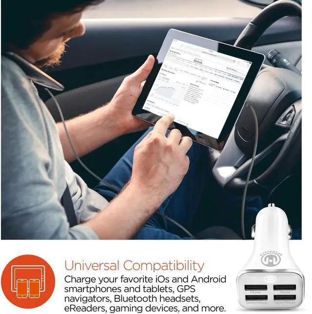 Alt view image 4 of 7 - HyperGear Quad USB 6.8A Car Charger