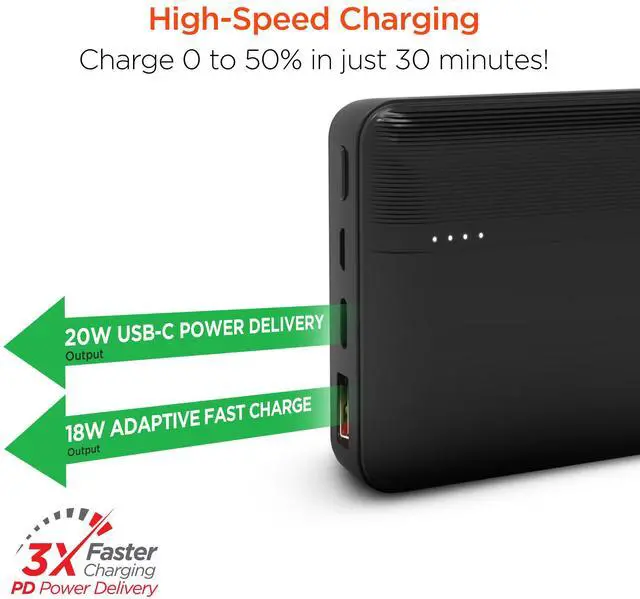 Alt view image 4 of 7 - HyperGear 20000mAh 20W PD + USB Power Bank