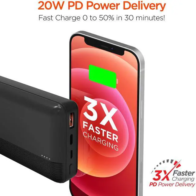 Alt view image 6 of 7 - HyperGear 20000mAh 20W PD + USB Power Bank