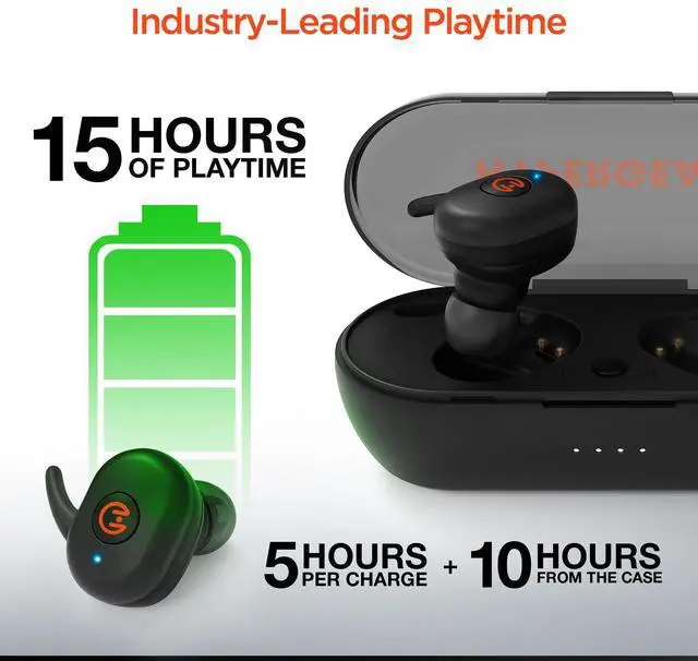 Alt view image 6 of 8 - HyperGear Active True Wireless Bluetooth Earbuds + Portable Pocket-Sized Charging Case [Quick Pairing] Noise Cancelling Mic.  Built-in Touch Control  HD Stereo Sound  IPX5 Waterproof (Black) 14316
