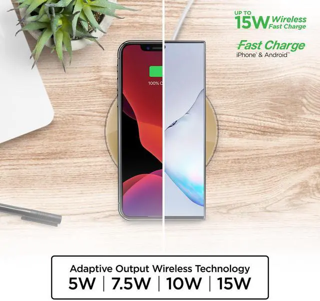 Alt view image 4 of 7 - HyperGear ChargePad Pro 15W Wireless Fast Charger Gold