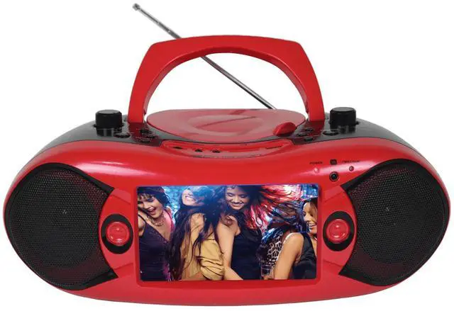 Main image of Emerson 7" Bluetooth TV DVD Boombox Red - Refurbished