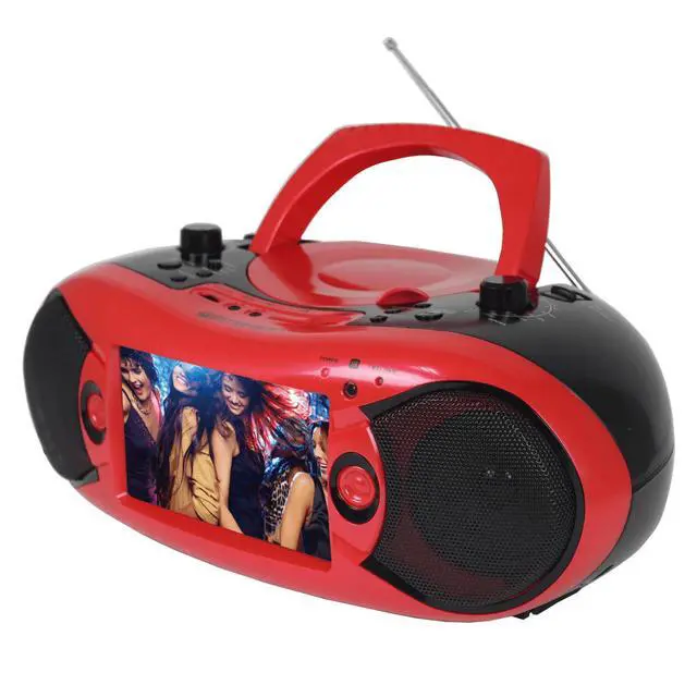 Alt view image 2 of 3 - Emerson 7" Bluetooth TV DVD Boombox Red - Refurbished