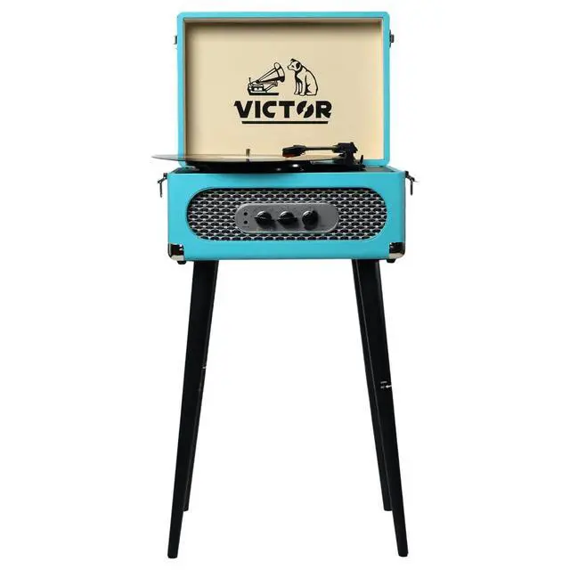 Alt view image 2 of 7 - Victor Andover 5-in-1 Music Center Turquoise - Refurbished
