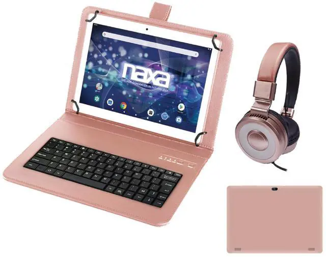 Main image of Naxa 10.1" Tablet with BT Keyboard, Case & Headphone Rose Gold - Refurbished