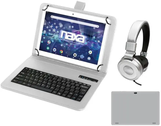 Main image of Naxa 10.1" Tablet with BT Keyboard, Case & Headphone Silver - Refurbished