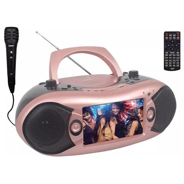 Alt view image 2 of 3 - Naxa 7 Bluetooth TV DVD Boombox with Mic Rose Gold - Refurbished