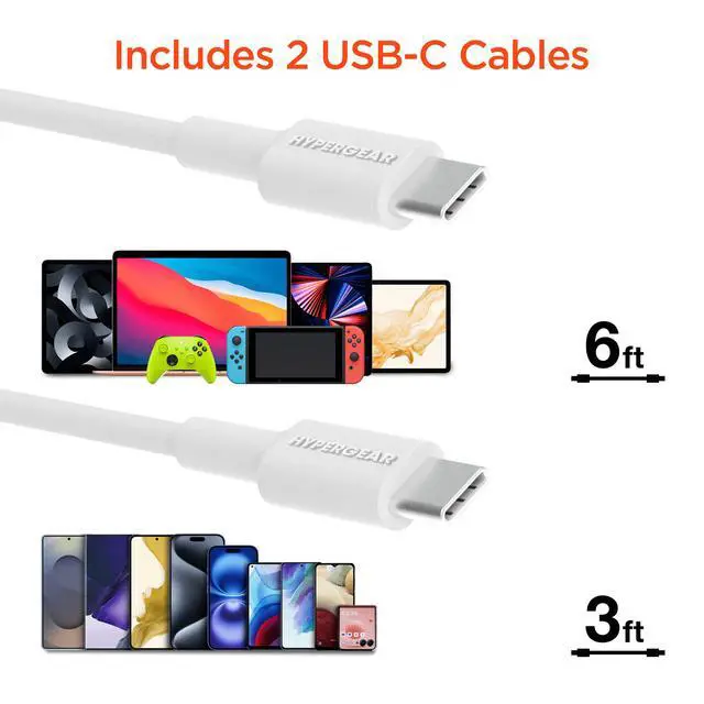 Alt view image 7 of 7 - HyperGear 45W USB-C PD PPS Tri-Port GaN Fast Wall Charger