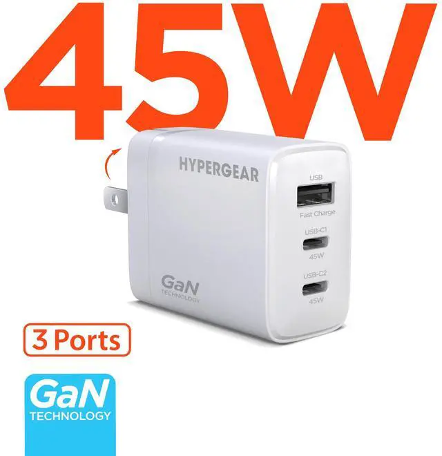 Main image of HyperGear SpeedBoost 45W USB-C PD Tri-Port GaN Fast Wall Charger with PPS