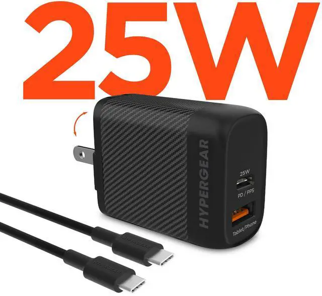 Main image of HyperGear SpeedBoost 25W USB-C PD + 12W USB Fast Wall Charger with PPS and 6ft USB-C Cable