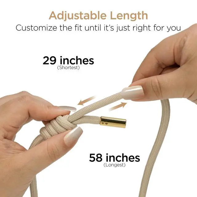 Alt view image 3 of 6 - HyperGear TECHcessories Sand Rope with Gold Accents Universal Crossbody Phone Strap